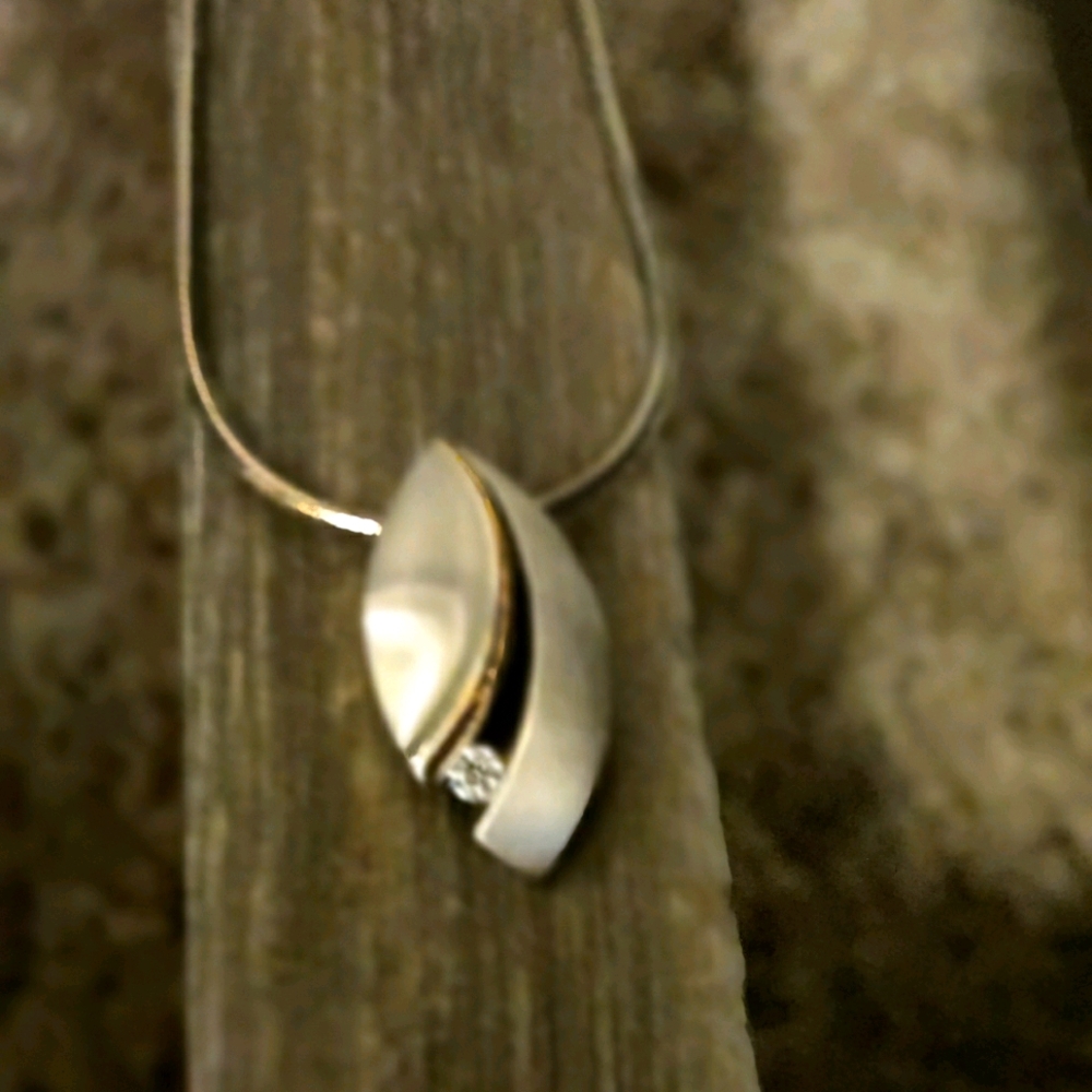 Sterling silver diamond leaf necklace